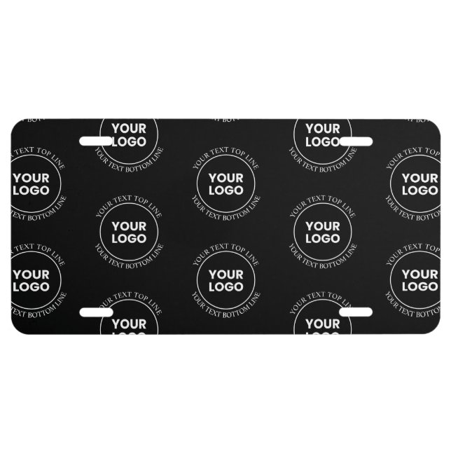 Your Logo & Editable Text | Repeating Pattern  License Plate (Front)