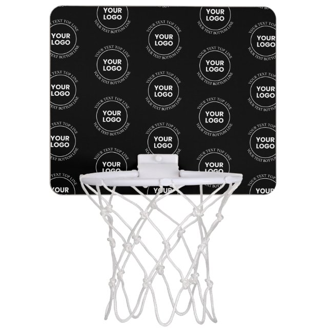 Your Logo & Editable Text | Repeating Pattern  Mini Basketball Hoop (Front)
