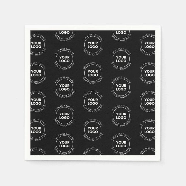 Your Logo & Editable Text | Repeating Pattern  Napkins (Front)