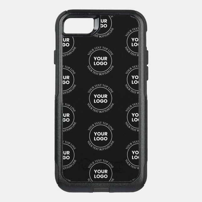 Your Logo & Editable Text | Repeating Pattern  Otterbox iPhone Case (Back)