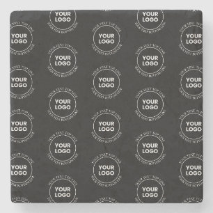 Your Logo & Editable Text Repeating Pattern Stone Coaster