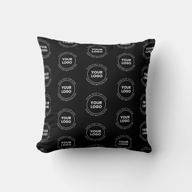 Your Logo & Editable Text | Repeating Pattern  Throw Pillow (Front)
