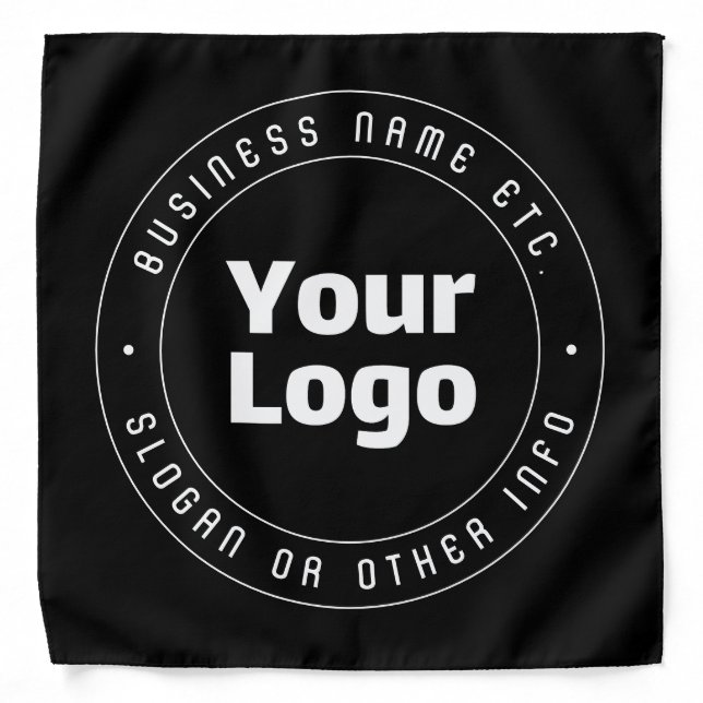 Your Logo & Editable Text Template | Black & White Bandana (Front)