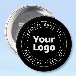 Your Logo & Editable Text Template Black & White Button
