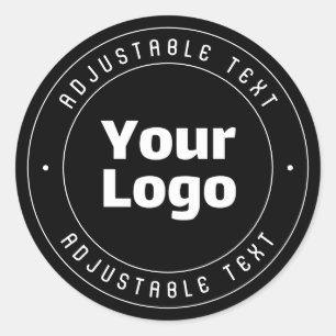 Your Logo & Editable Text Template Black & White Classic Round Sticker
