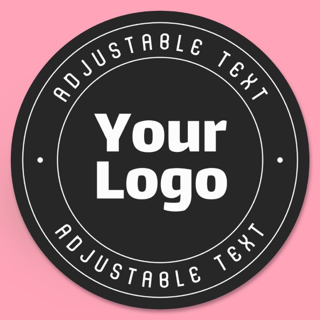 Your Logo & Editable Text Template | Black & White Classic Round Sticker (Creator Uploaded)