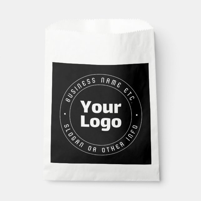 Your Logo & Editable Text Template | Black & White Favor Bag (Front)