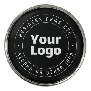 Your Logo & Editable Text Template   Black & White Golf Ball Marker