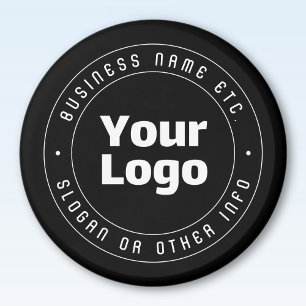 Your Logo & Editable Text Template   Black & White Magnet