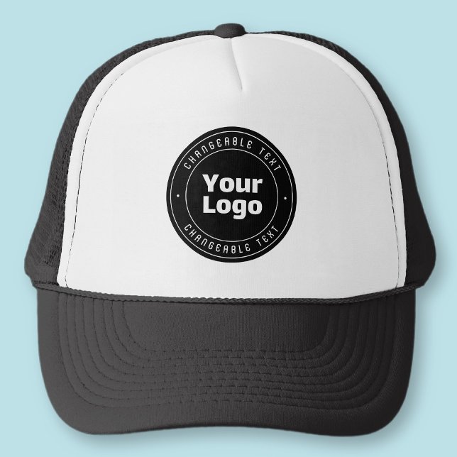 Your Logo & Editable Text Template | Black & White Trucker Hat (Creator Uploaded)