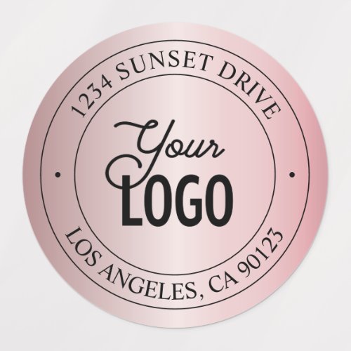 Your Logo  Elegant Faux Rose Gold Waterproof Labels