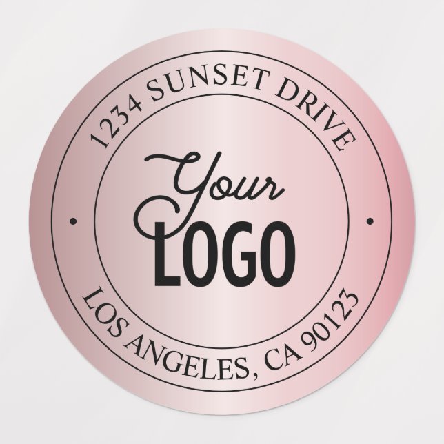 Your Logo | Elegant Faux Rose Gold Waterproof Labels (Design 1)