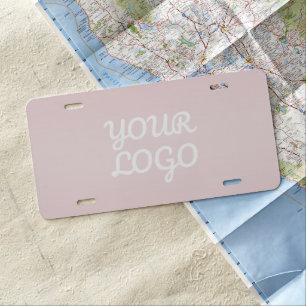 Your Logo & Elegant Modern Blush Pink Ombre License Plate