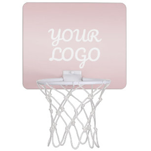 Your Logo & Elegant Modern Blush Pink Ombre Mini Basketball Hoop