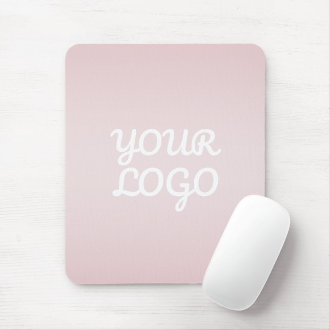 Your Logo & Elegant Modern Blush Pink Ombre Mouse Pad (With Mouse)