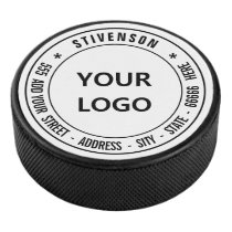 Your Logo Family Name and Address or Custom Text Hockey Puck