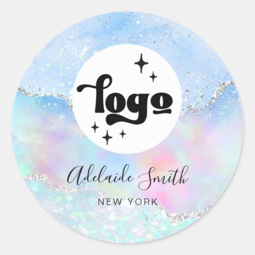 your logo faux glitter classic round sticker