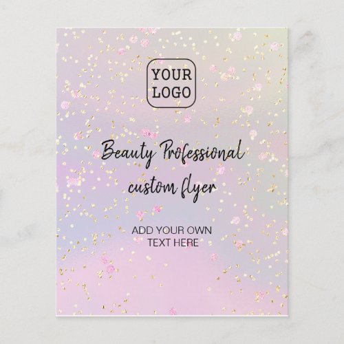 your logo faux glitter on faux holographic effect flyer