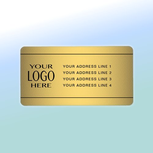 YOUR LOGO  Faux Gold  Black Return Address Label