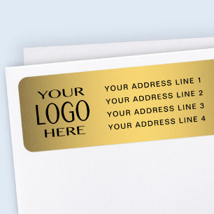 YOUR LOGO Faux Gold Return Address Label
