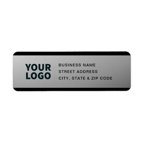 YOUR LOGO Faux Silver Black  Grey Return Address Label