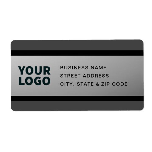 YOUR LOGO Faux Silver Black  Grey Return Address Label