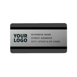 YOUR LOGO Faux Silver Black & Grey Return Address Label