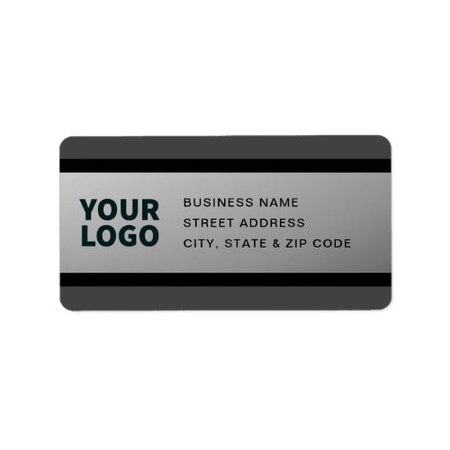 YOUR LOGO Faux Silver Black  Grey Return Address Label