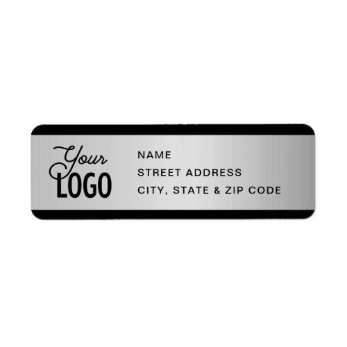 YOUR LOGO Faux Silver  Black Return Address Label