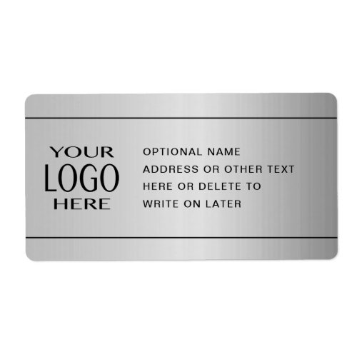 YOUR LOGO  Faux Silver Metal  Optional Text Label