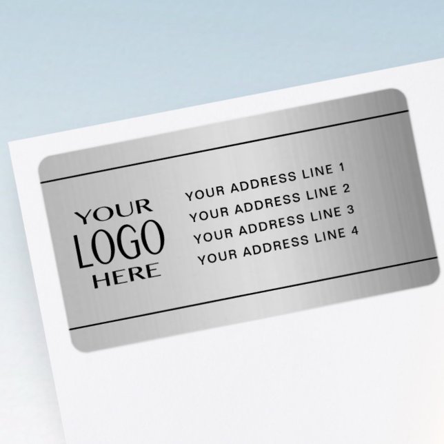 YOUR LOGO | Faux Silver Metal Return Address Label (Creator Uploaded)