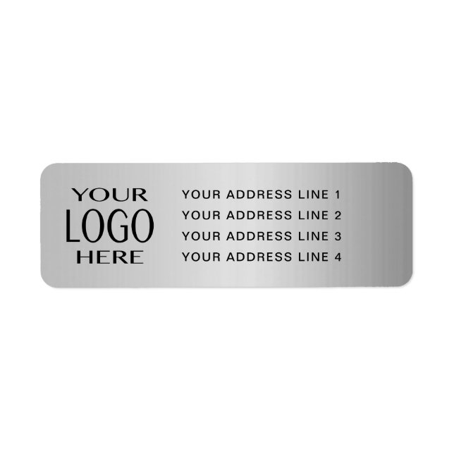 YOUR LOGO | Faux Silver Metal Return Address Label (Front)