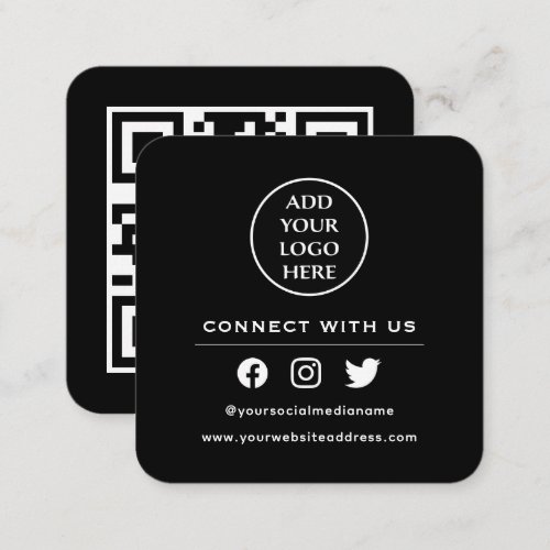 Your Logo Follow Scan To Connect With Us QR Code Square Business Card
