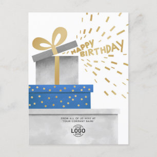 Your Logo Fun Grey Gifts Happy Birthday Corporate Holiday Postcard