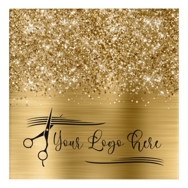 Your Logo Glittery Gold Glam Acrylic Print (Front)