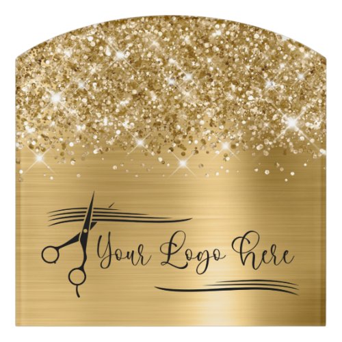 Your Logo Glittery Gold Glam Door Sign