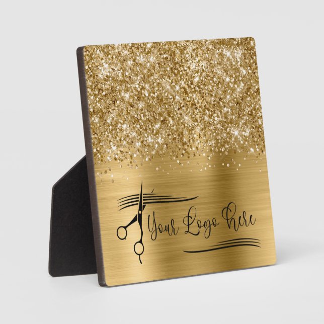 Your Logo Glittery Gold Glam Plaque (Front)