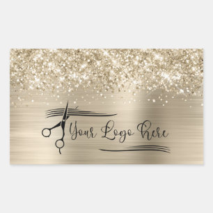 Your Logo Glittery Pale Gold Glam Rectangular Sticker