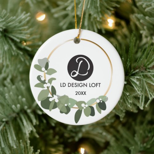 Your logo goes here business Christmas Ceramic Ornament