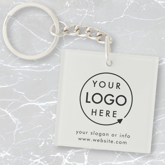 Your Logo | Gray Silver Business Corporate Modern Keychain (Minimal company branded keychains for small business office keys, gifting & promotional swag.)