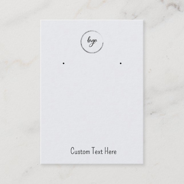 Your Logo Gray Simple Earrings Display Cards (Front)