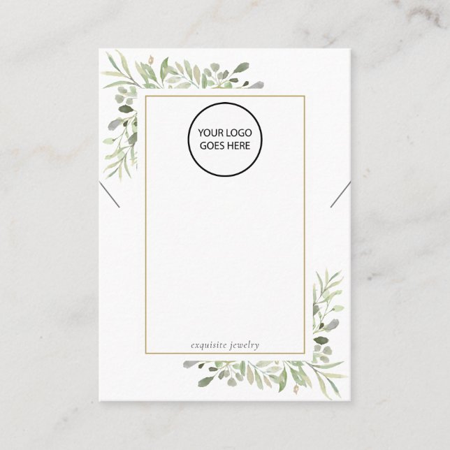 Your Logo Greenery Necklace Jewelry Display Card (Front)