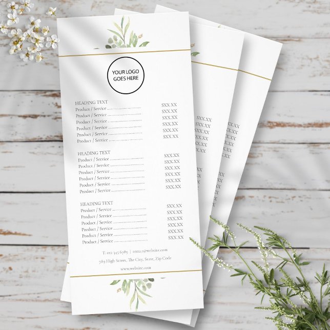 Your Logo Greenery Salon Service Menu (Your Logo Greenery Salon Service Menu)