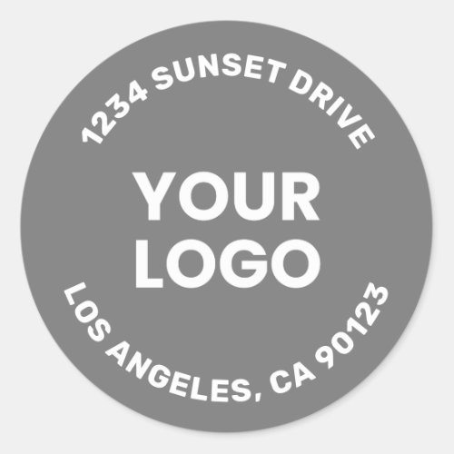 Your Logo  Grey Background  White Text Classic Round Sticker
