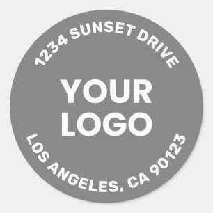 Your Logo Grey Background & White Text Classic Round Sticker