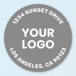 Your Logo   Grey Background & White Text Classic Round Sticker