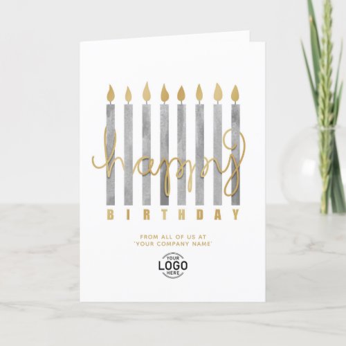Your Logo Grey Candles Business Happy Birthday Card