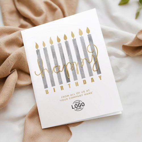 Your Logo Grey Candles Business Happy Birthday Card