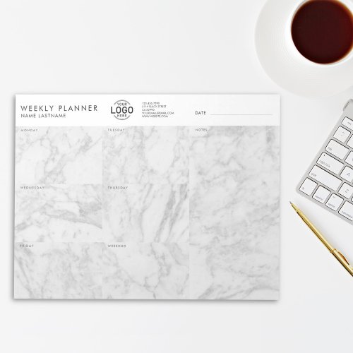 Your Logo Grey Marble Undated Weekly Planner Notepad