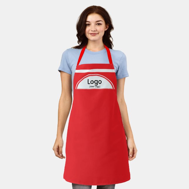 Your Logo Half Sphere Red Straps Red Apron (Worn)